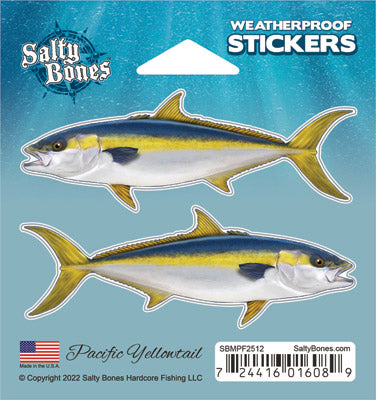 Pacific Yellowtail Mini Profile Fish Decals