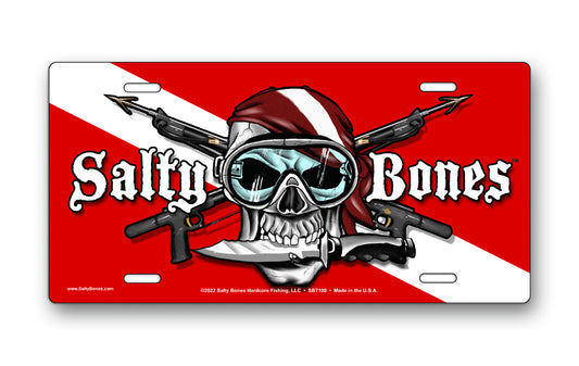 Salty Bones Skull & Spearguns License Plate