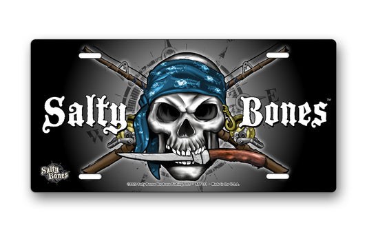 Salty Bones Reel Hardcore Fishing License Plate