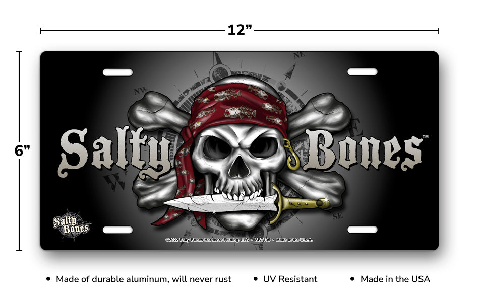 Salty Bones Hardcore Skull License Plate