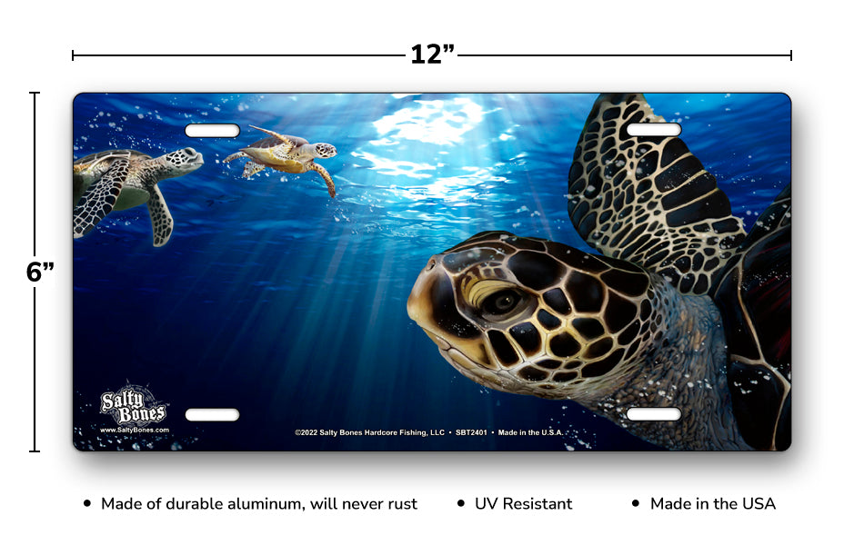 Salty Bones Sea Turtles License Plate