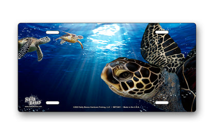 Salty Bones Sea Turtles License Plate