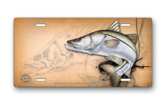 Salty Bones Snook Sketch License Plate