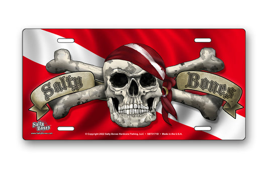 Salty Bones Diving License Plate