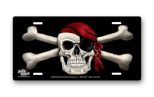 Salty Bones Skull and Crossbones Pirate License Plate