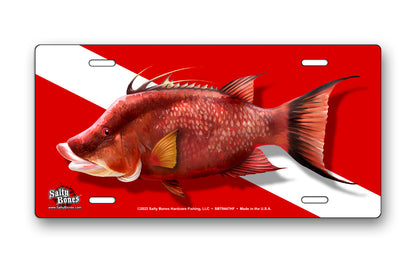 Salty Bones Hogfish Diving License Plate